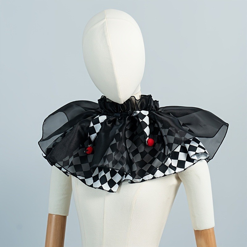 Womens Suit - Halloween Clown Ruffle Detachable Collar Mesh