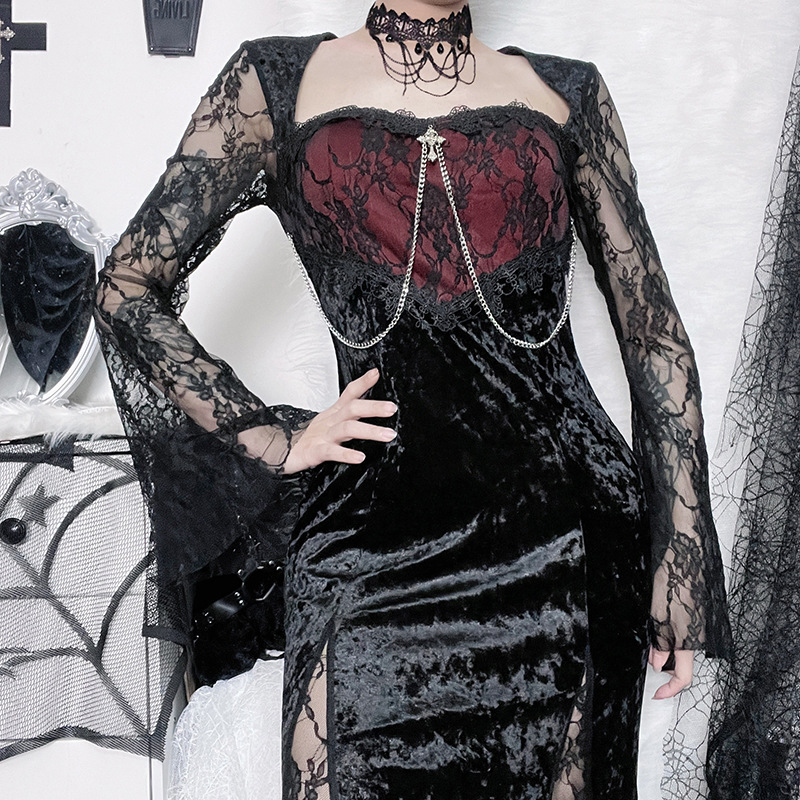 Women Goth Dark Elegant Evenin - огляд і ціна Midi Dress